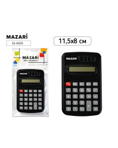 Калькулятор карманный Mazari, 8 раз., батарейка AG10, 115х80мм.